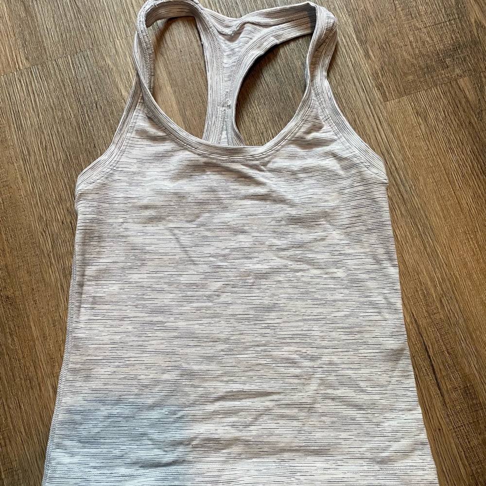 White & grey Nulu racerback cropped tank